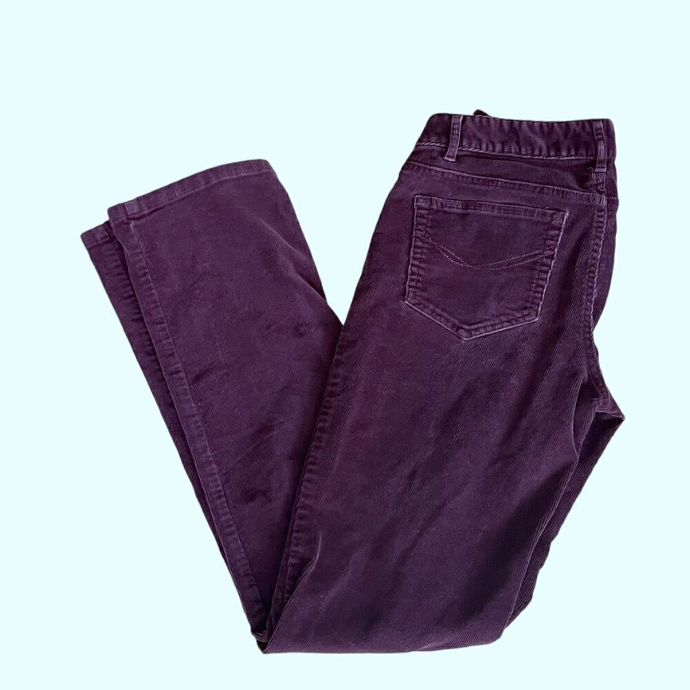 J Jill Burgundy Corduroy Pants Size 2 Slim Straight Leg - Picture 5 of 10
